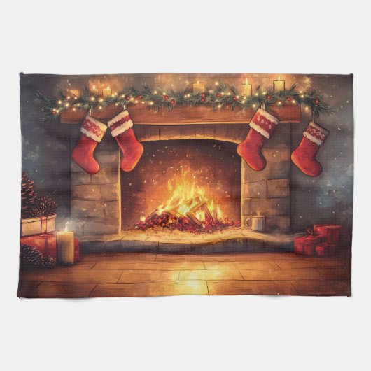 Linge De Cuisine Cheminée douillette avec jarretelles (Horizontal)