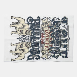 Linge De Cuisine Chemise d'amour Bulldog Gravure vintage Citation d