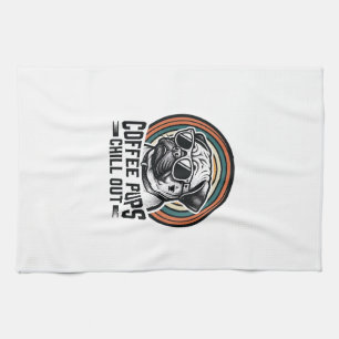Linge De Cuisine Chemise de chien de café rétro Chill Pug Graphique