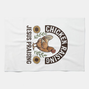Linge De Cuisine Chemise de ferme vintage louant Jésus et élevant d