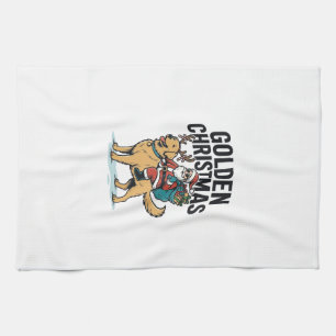 Linge De Cuisine Chemise de Noël dorée Santa à cheval sur Retriever