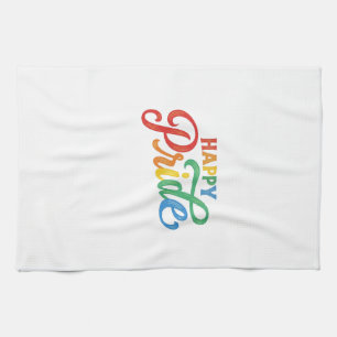 Linge De Cuisine Chemise de typographie arc-en-ciel vintage Happy P