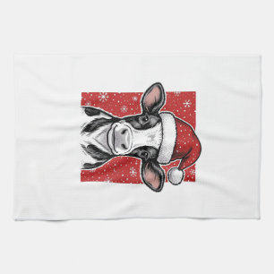 Linge De Cuisine Chemise de vacances de Noël chapeau de Santa vache