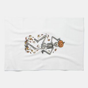 Linge De Cuisine Chemise squelette de citrouille Art os dansants vi