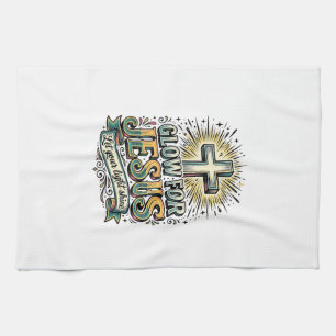 Linge De Cuisine Chemise vintage de croix chrétienne Glow For Jesus