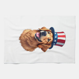 Linge De Cuisine Chemise vintage du Quatre Juillet Golden Retriever