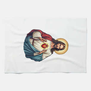 Linge De Cuisine Chemise vintage gravure Sacré-Cœur Jésus 2