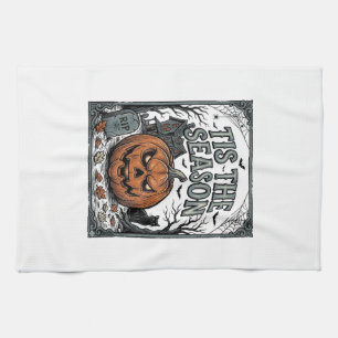 Linge De Cuisine Chemise Vintage Halloween Citrouille Chat C'est La