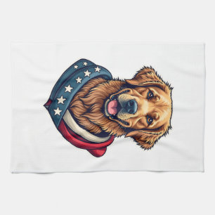 Linge De Cuisine Chemise vintage pour chien Retriever patriotique F