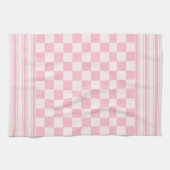 Linge De Cuisine Chèque Et Bandes Roses (Horizontal)