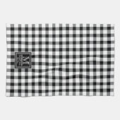 Linge De Cuisine Chèques de bisons rustiques | Nom du monogramme pl (Horizontal)