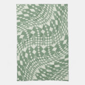 Linge De Cuisine Chèques déformées en vert (Vertical)