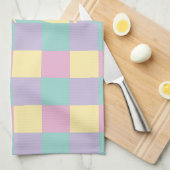 Linge De Cuisine Chèques et perles Pastel Rose, Jaune, Violet & Ver (Quart Plié)