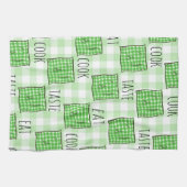 Linge De Cuisine Chèques verts et blancs (Horizontal)