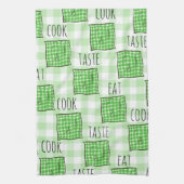 Linge De Cuisine Chèques verts et blancs (Vertical)