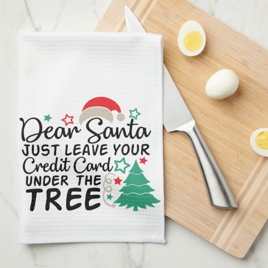 Linge De Cuisine Cher Père Noël Laissez simplement votre carte de c (Quart Plié)