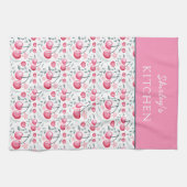 Linge De Cuisine Cherry Pink Personalized Tea Towel | Custom Name K (Horizontal)