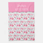 Linge De Cuisine Cherry Pink Personalized Tea Towel | Custom Name K (Vertical)
