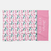 Linge De Cuisine Cherry Pink Personalized Tea Towel | Custom Name K (Horizontal)