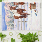 Linge De Cuisine Chestnut Pinto Sorrel Peinture Quarter Chevaux Dan (Plié)