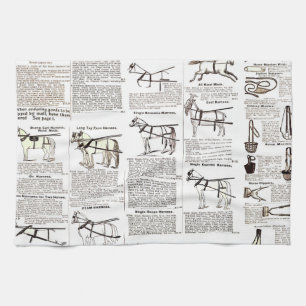 Linge De Cuisine Cheval Antique Publicité Journal Art