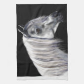 Linge De Cuisine Cheval arabe gris argenté (Vertical)