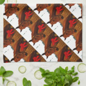 Linge De Cuisine Cheval avec Bow rouge (Plié)