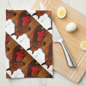 Linge De Cuisine Cheval avec Bow rouge (Quart Plié)