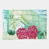 Linge De Cuisine Cheval Blanc Coeur Rouge Saint Valentin (Horizontal)