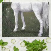 Linge De Cuisine Cheval blanc dans les bois avec des colibris (Plié)