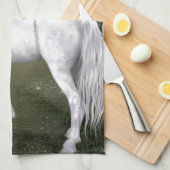 Linge De Cuisine Cheval blanc dans les bois avec des colibris (Quart Plié)