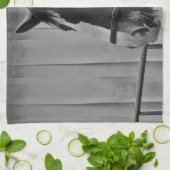 Linge De Cuisine Cheval blanc noir - Art de la photographie animale (Plié)