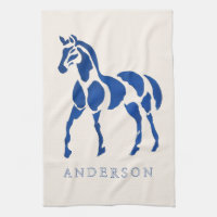 Cheval Bleu Peinture Moderne Equestre Décor Maison