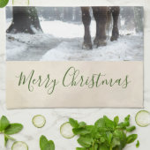 Linge De Cuisine Cheval Brown pittoresque dans une forêt d'hiver No (Plié)