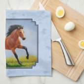 Linge De Cuisine Cheval Buckskin courant bleu clair (Quart Plié)