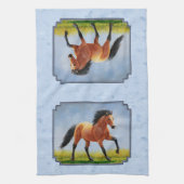 Linge De Cuisine Cheval Buckskin courant bleu clair (Vertical)