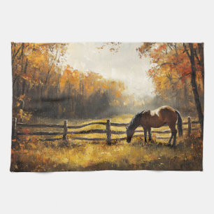 Linge De Cuisine Cheval dans le champ Golden Hour Peinture