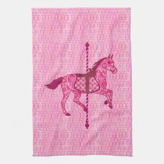 Linge De Cuisine Cheval de carrousel - Fuchsia rose (Vertical)