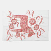 Linge De Cuisine Cheval de Dala suédois Rouge et blanc (Horizontal)