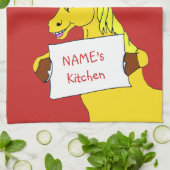 Linge De Cuisine Cheval de dessin mignon avec message (Plié)