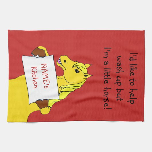 Linge De Cuisine Cheval de dessin mignon avec message (Horizontal)