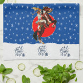 Linge De Cuisine Cheval de fille de l'Ouest Élevant Noël d'hiver (Plié)