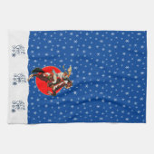 Linge De Cuisine Cheval de fille de l'Ouest Élevant Noël d'hiver (Horizontal)