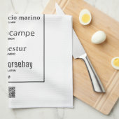 Linge De Cuisine Cheval de mer dans différentes langues (Quart Plié)