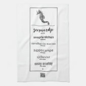 Linge De Cuisine Cheval de mer dans différentes langues (Vertical)