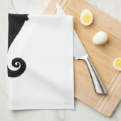 Linge De Cuisine Cheval de mer noir et blanc (Quart Plié)