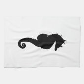 Linge De Cuisine Cheval de mer noir et blanc (Horizontal)
