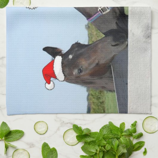 Linge De Cuisine Cheval de Noël et Pony (Plié)