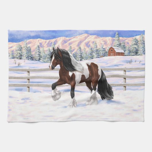 Linge De Cuisine Cheval de Tinker Tinker Gypsy Vanner Brown Pinto (Horizontal)