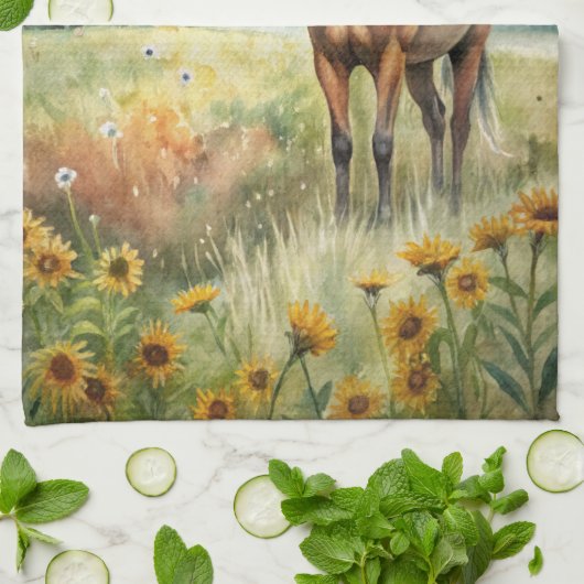 Linge De Cuisine Cheval en champ (Plié)